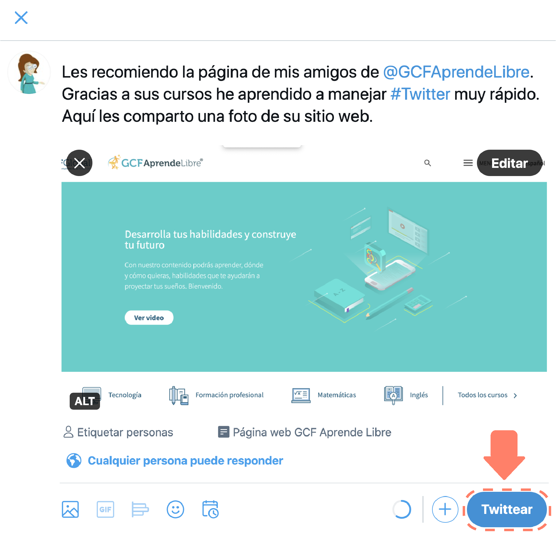 Cómo añadir una imagen a un tweet